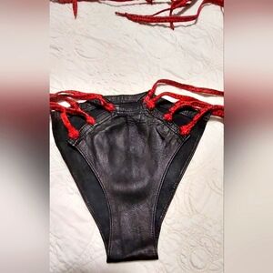 Leather Bikini Bottom with Ties
